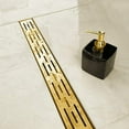 thumbnail image 1 of Neodrain 24-in Brushed Brass Rectangular Linear Shower Drain with Brickwork Pattern Grate, 304 Stainless Steel Bathroom Floor Drain, Shower Floor Drain, 1 of 5