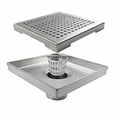 thumbnail image 1 of Neodrain 6-Inch Square Shower Drain with Removable Quadrato Pattern Grate,Brushed 304 Stainless Steel, with Watermark&CUPC Certified, 1 of 3
