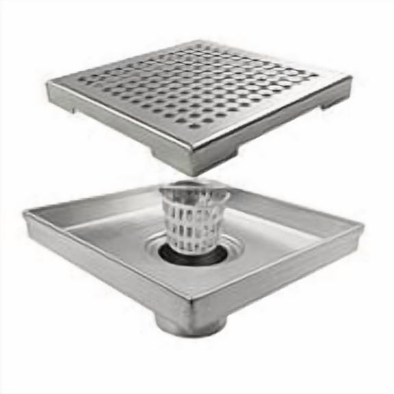 Neodrain 6-Inch Square Shower Drain with Removable Quadrato Pattern Grate,Brushed 304 Stainless Steel, with Watermark&CUPC Certified