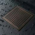 thumbnail image 1 of Neodrain 6 In Square Shower Drain with Oil Rubbed Bronze Removable Quadrato Pattern Grate,PVC Shower Drain Base and Rubber Gasket, 6" Shower Drain With WATERMARK&CUPC Certified, Includes Hair Strainer, 1 of 6