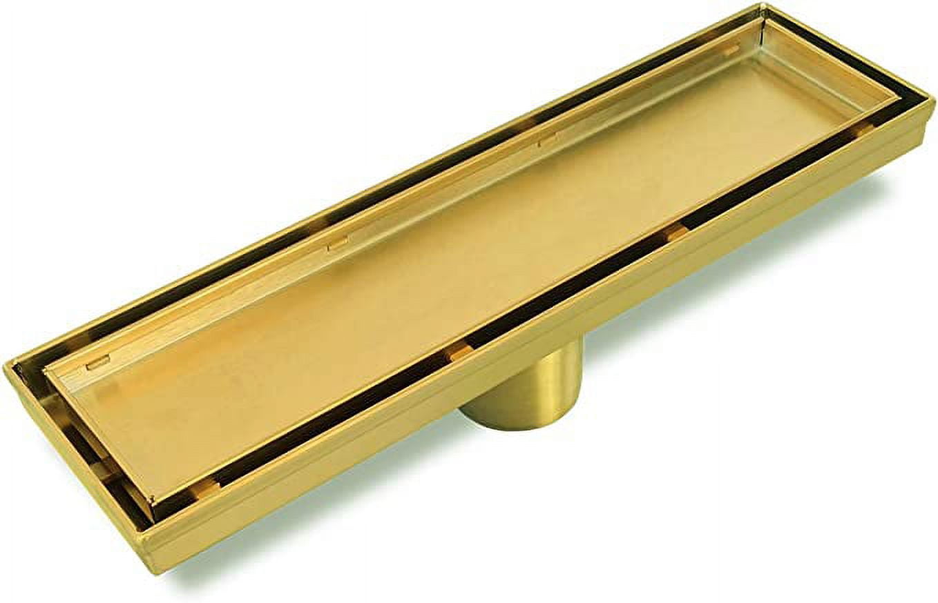 Neodrain Brushed Brass 12Inch Linear Shower Drain with 2in1 Flat