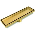 thumbnail image 1 of Neodrain Brushed Brass 12-Inch Linear Shower Drain- with 2-in-1 Flat & Tile Insert Cover, 304 Stainless Steel Rectangle Shower Floor Drain,Floor Shower Drain, 1 of 6