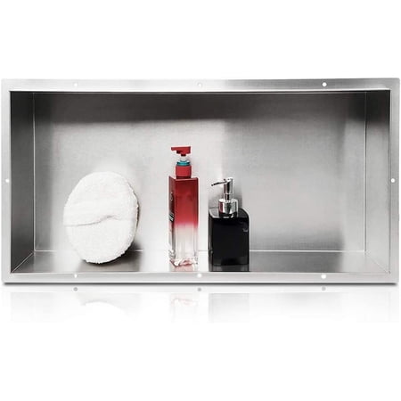Neodrain Shower Niche, Insert Storage Shelf, (Inner Size 24" X 12" X 4"), Stainless Steel Shower Wall Niche, Tiled Recessed Niche Shower for Bathroom Storage, Stainless Steel Bathroom Shelf, (Brushed)