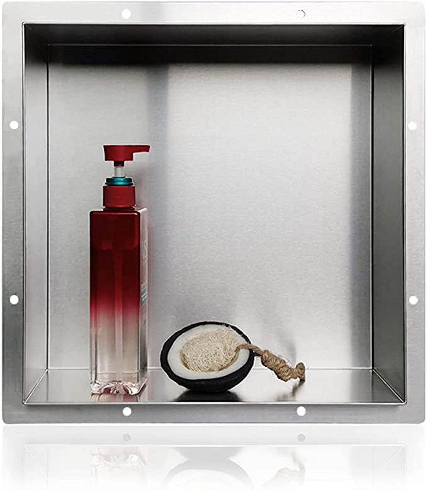 Brushed Stainless Steel Square Shower Niche Shelf