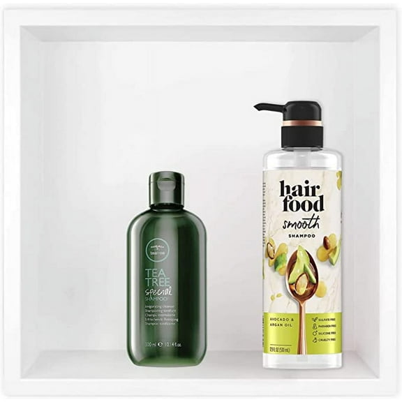 Neodrain No Tile Shower Niche, Insert Storage Shower Shelf (Outside Size 13.1X13.1)(Inner Size 12" X 12"), Stainless Steel Wall Niche No Tiled Recessed Niche Shower for Storage, (White)