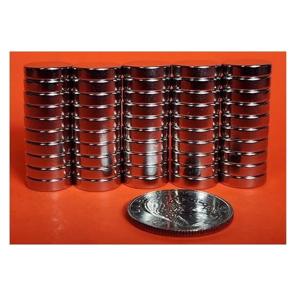 Neodymium Disc Magnets 1/2" x 1/8" Rare Earth Permanent Magnets, Silver, Pack of 50 Ideal for DIY, Office, and Home Projects