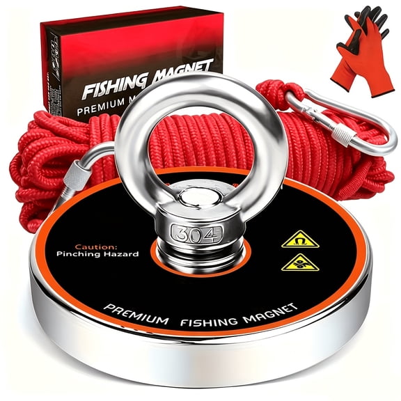 Neodymium Fishing Magnets Kit, Superior Pounds Pulling Force Magnet Fishing Set, High Quality Fishing Magnet for Retrieving in River and Outdoor Use, One Magnet Tool for Magnet Fishing