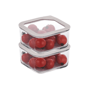Neoflam 2 Set FIKA One Borosilicate Glass Food Container with Lid, Microwave, Oven, Dishwasher, Freezer Safe, Stylish Home Deco, Modern Kitchen Storages, Refrigerator Canisters 31oz, 930ml, 0.98qt