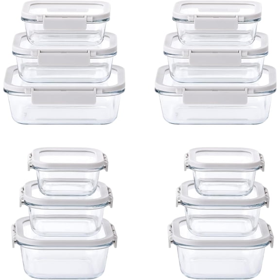 Neoflam Comodo Glass Food Storage Containers with Lids Set of 12  Airtight Stackable Meal Prep Set  BPA-Free, Microwave Oven Air Fryer Freezer Safe