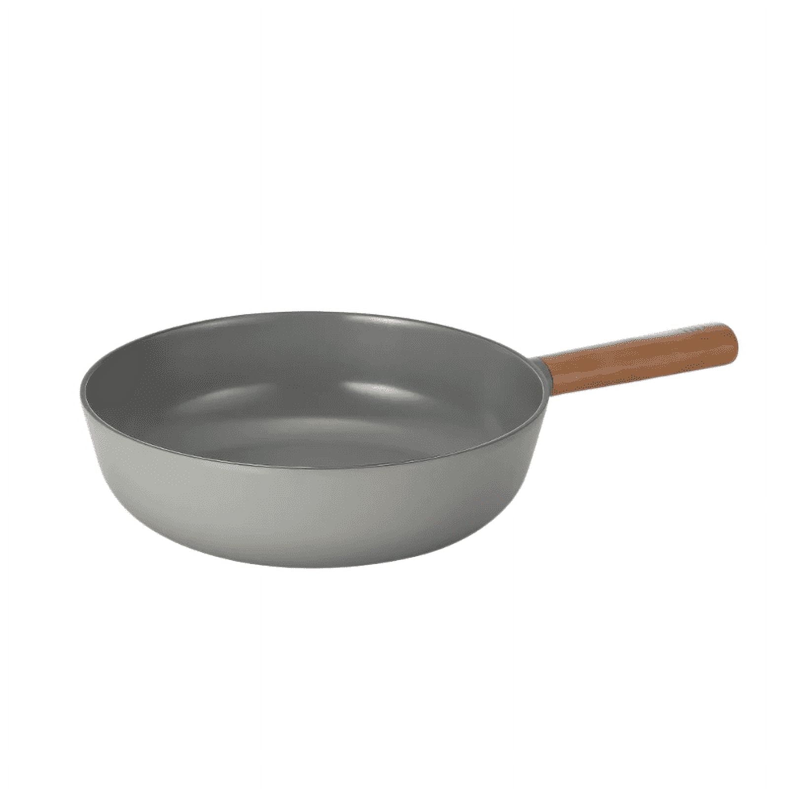 10" Gray Nonstick Ceramic Wok with Wood Handle