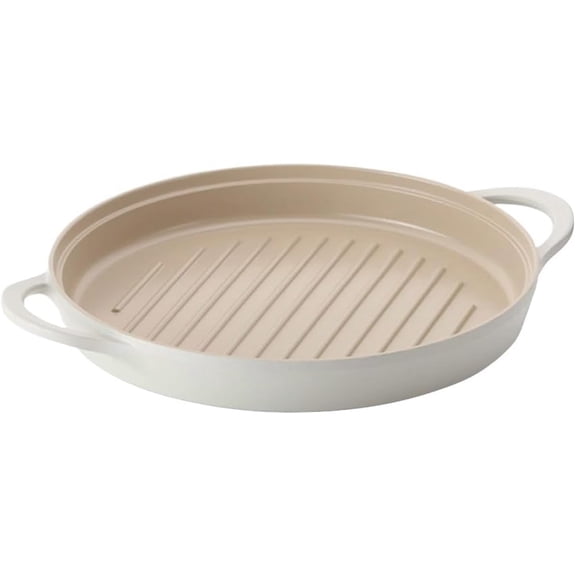 Neoflam FIKA 10inch 26cm Ivory Round Grill Pan, Impact Induction Heating