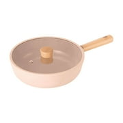 Neoflam FIKA Kitchen 10-Inch Nonstick Stir Frying Chef Wok with Glass Lid, Healthy Cooking Non Stick Ceramic Coating Skillet with Wood Handle, Induction Compatible Multi Pan, Made in Korea 26cm