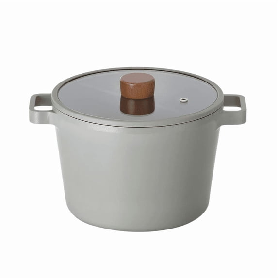 Neoflam Fika 4.9QT Deep Stock Pot, Gray Color Edition, Full Induction Casserole (22cm)
