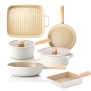 Neoflam Fika 8-Piece Kitchen Essential Cookware Set, Nonstick Ceramic Coating Kitchenware