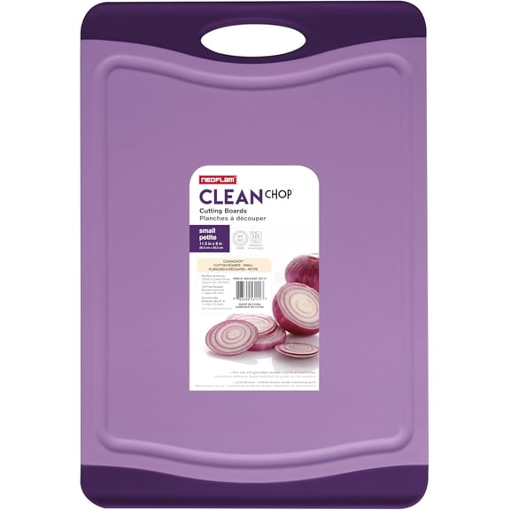 Neoflam Flutto Poly Cutting Board - Purple, Durable Plastic, Knife-Scratch Resistant, Large Handle, Kitchen Essential (11.5 x 8 0.4 inches)