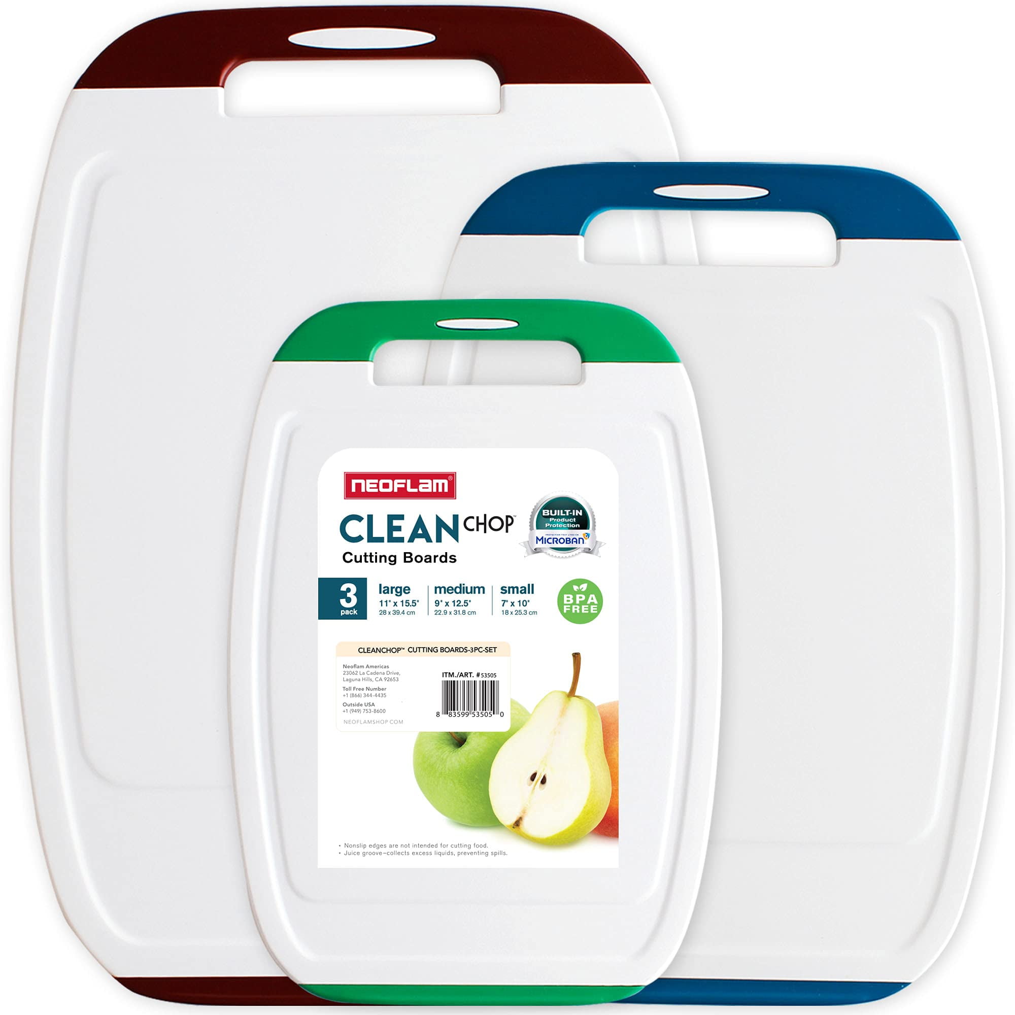 Neoflam Multicolor Plastic Cutting Board Set with Handles
