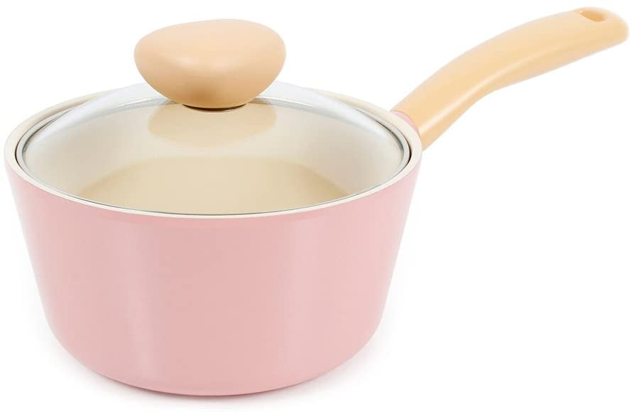 Neoflam RETRO 9-Piece Ceramic Cookware Set with Glass Lid, Pink