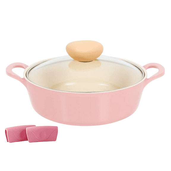 Neoflam Retro 2 Qt Non-Stick Ceramic Coated Low Stockpot with Glass Lid (22cm)