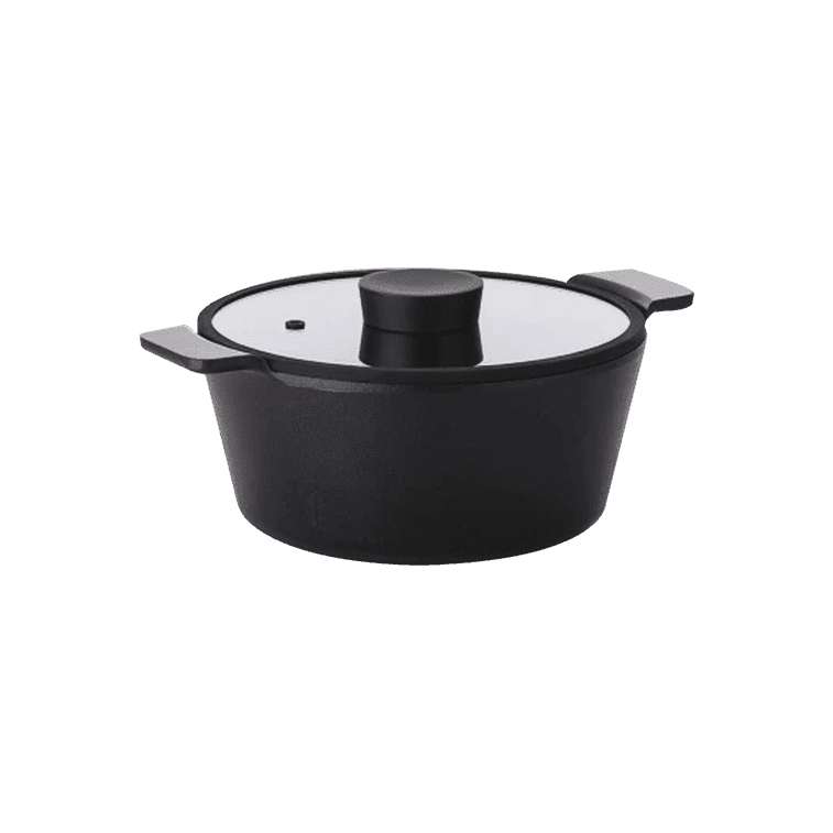 Black Aluminum 24cm 4QT Stockpot with Glass Lid