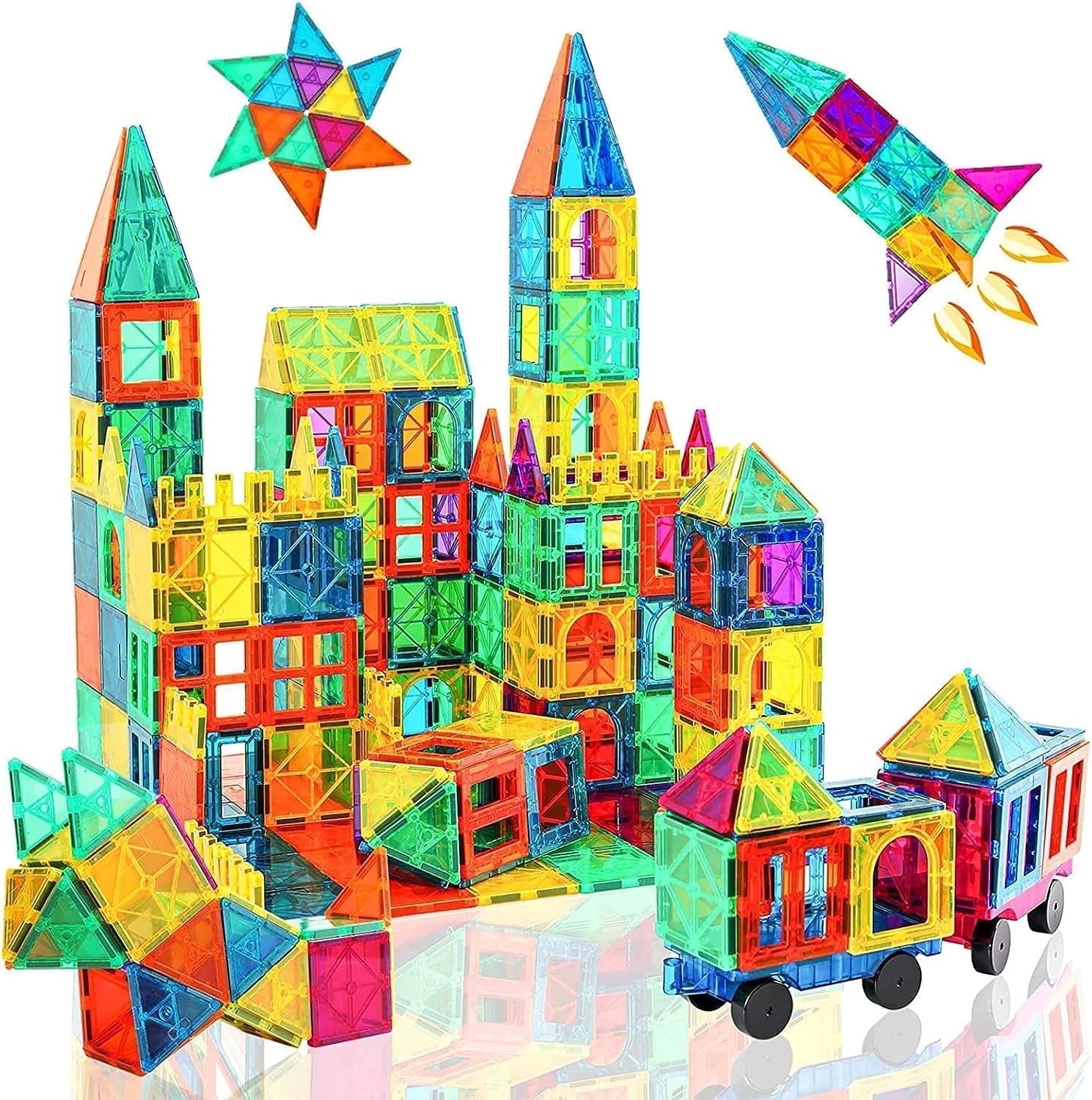 Neoformers Magnetic Tiles, 96-Piece 3D Building Blocks for Kids