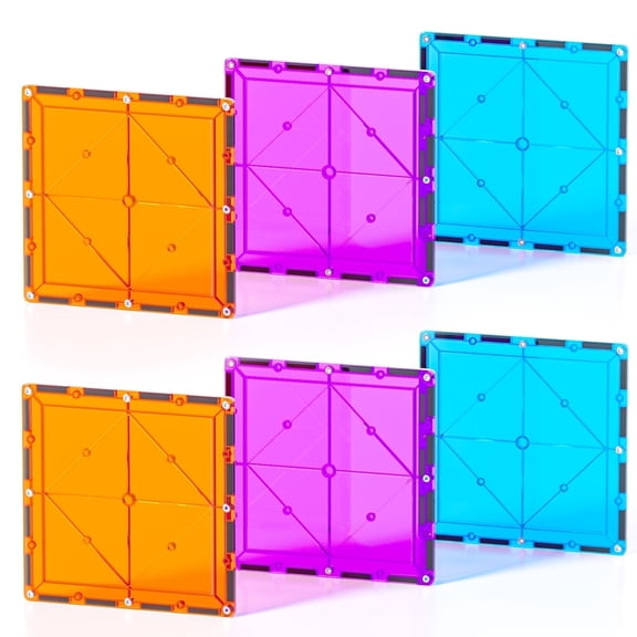 Neoformers Large Square Shape 6-Piece Magnetic Tiles Construction Toy STEM Learning Kit