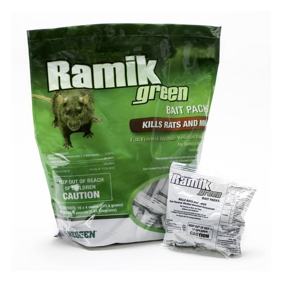 Ramik Green Bait Packs 1/2 in 16 x 4 oz Bait Packs, 4 lb Pouch