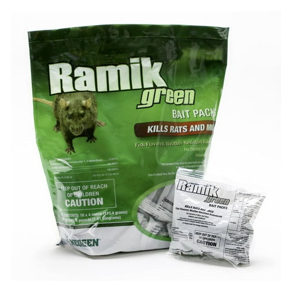 Neogen 116341 Ramik Green Bait Packs 1/2 in 16 x 4 oz Bait Packs, 4 lb Pouch