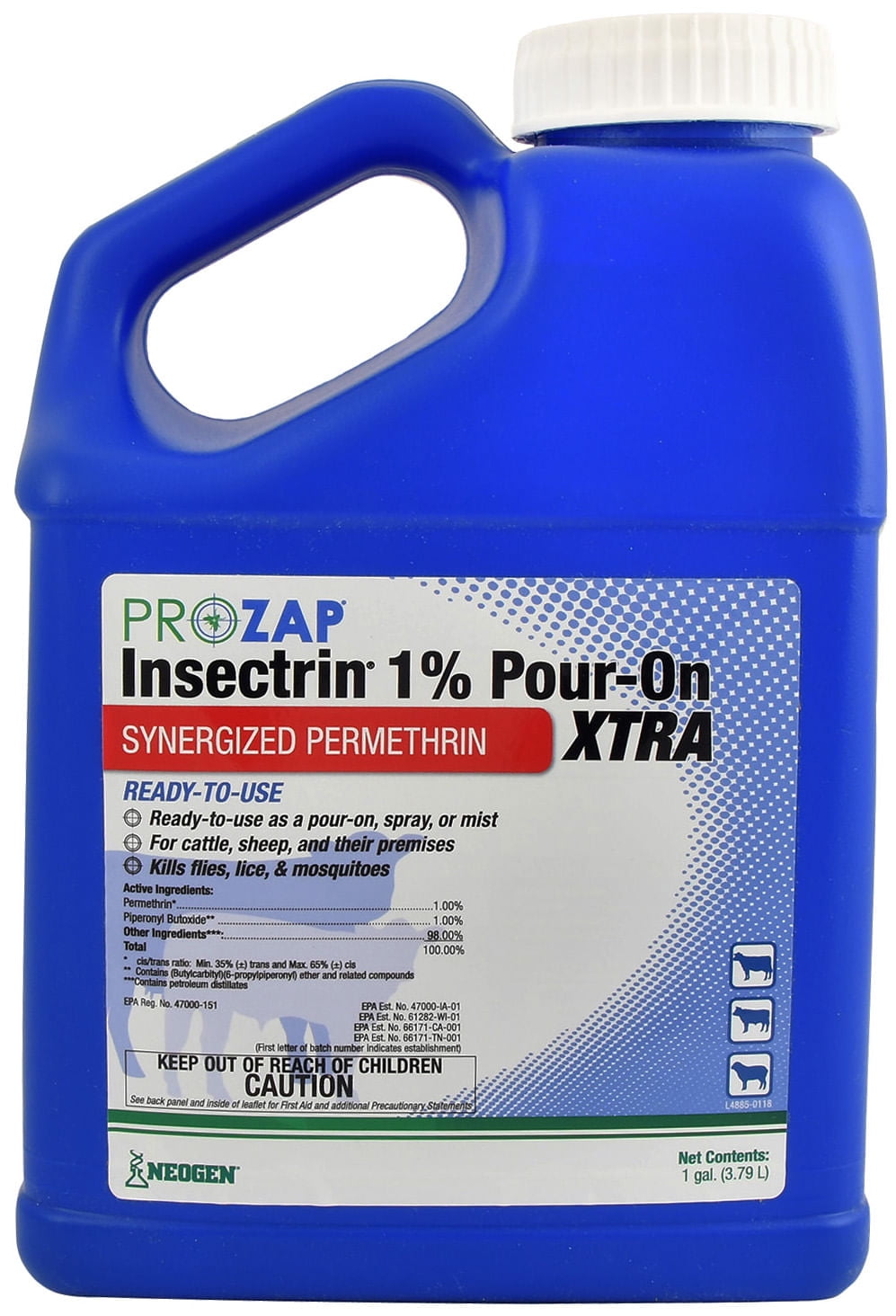 Neogen 1517010 Prozap Insectrin 1% Pour-On Xtra 1 Gallon, None