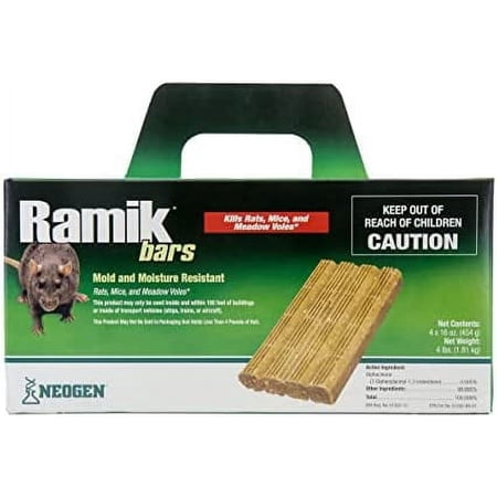 Neogen Ramik Fish Flavored Weather Resistant Rodenticide Bars, 4 x 16 oz Bars (4lb)