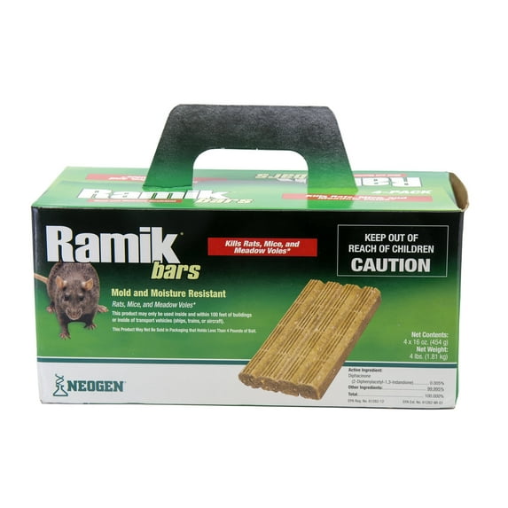 Neogen Ramik Fish Flavored Weather Resistant Rodenticide Bars, 4 x 16 oz Bars (4lb)