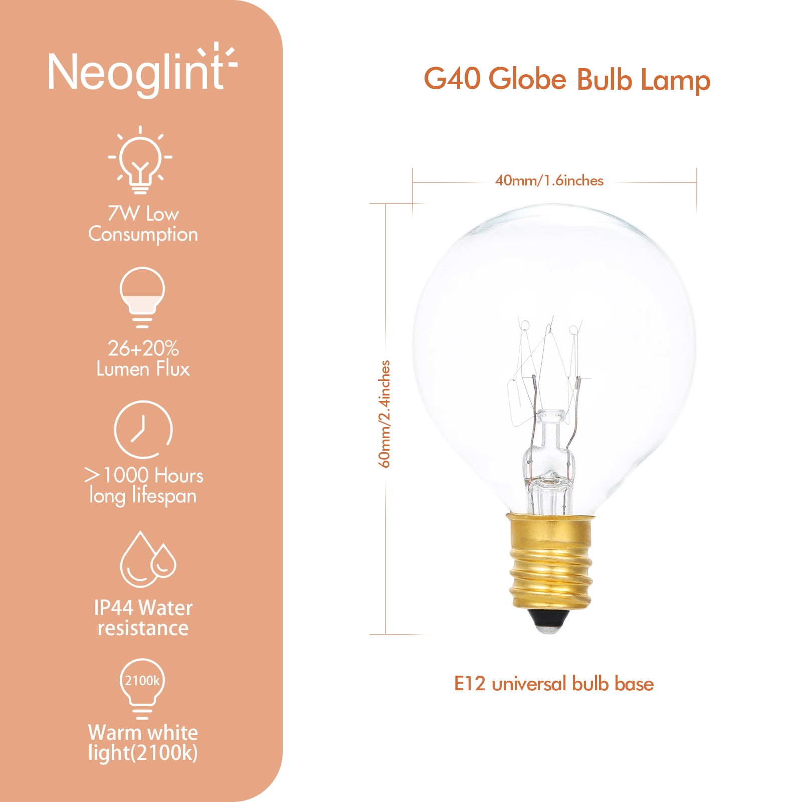 Neoglint Bulb,Party Decoration Function Warm White Party Base Socket Ip44 Incandescent B Lamp