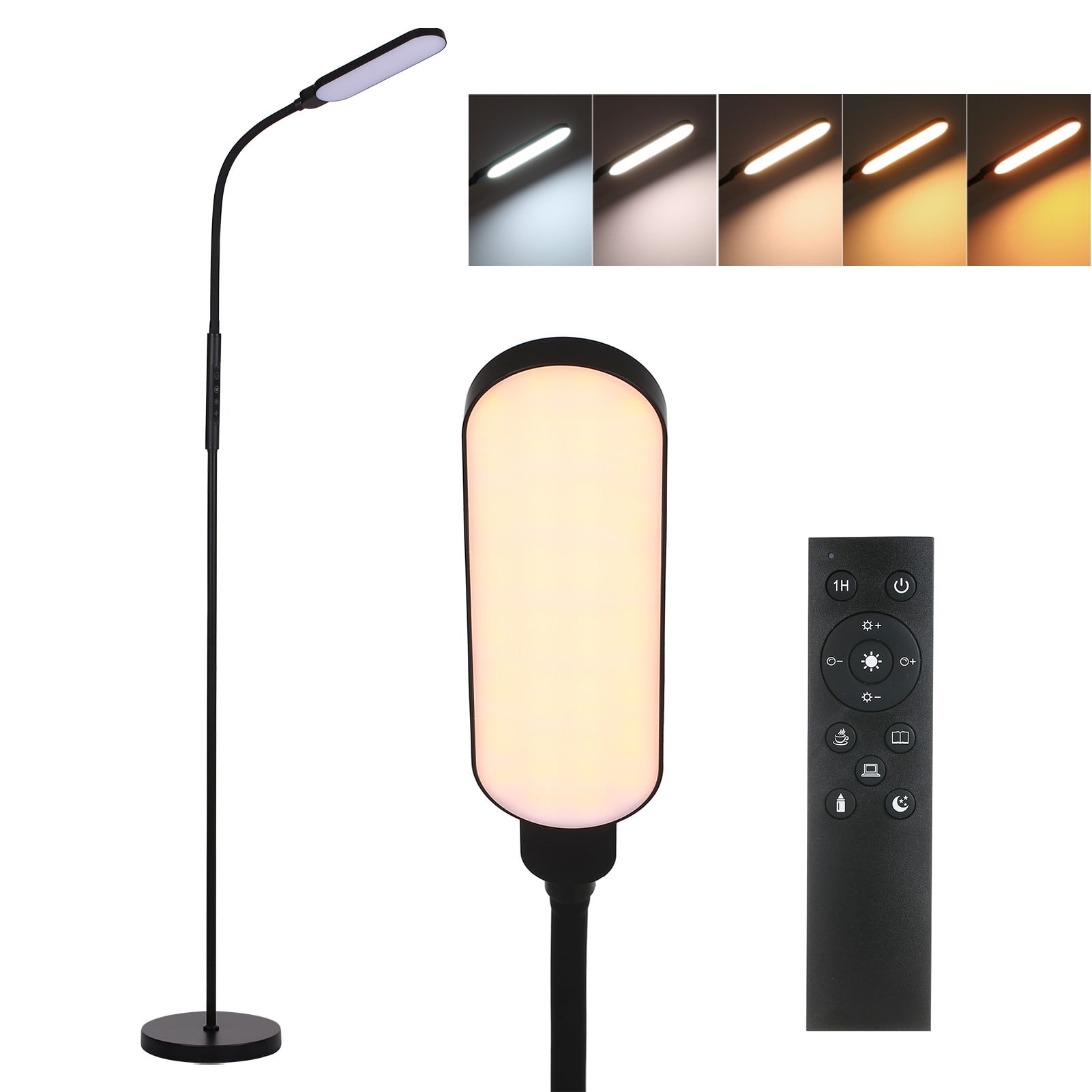Neoglint Bright LED Floor Lamp with Flexible Gooseneck, 5 Colors & 9 ...