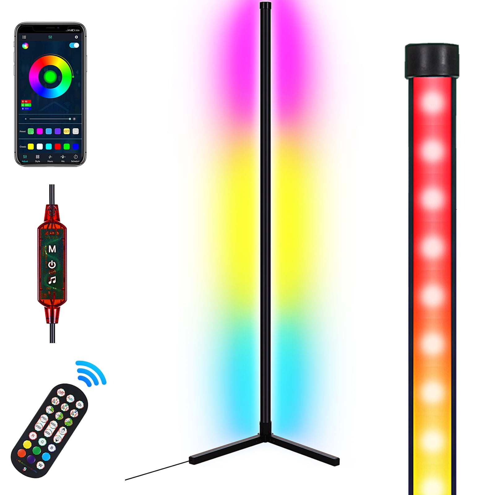 Flynama RGB Color Changing Lamp, LED Floor Lamp, Round Shape Modern Floor  Lamp, Corner Floor Lamp with Remote Control, Party Music Sync with Remote  Controller in the Floor Lamps department at