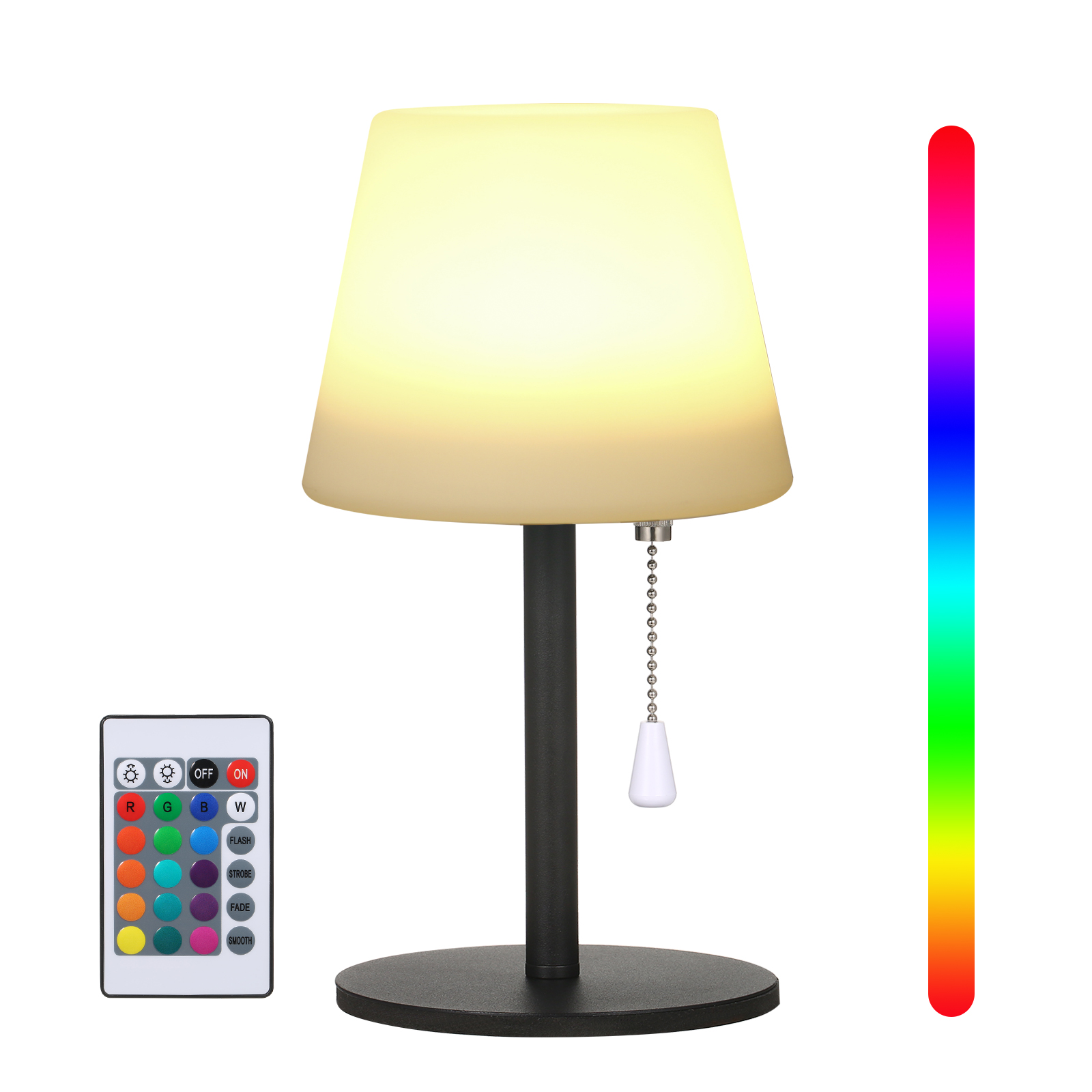 Neoglint Smart Table Lamp with Remote Controller Pull Chain Switch, USB Rechargeable Modern