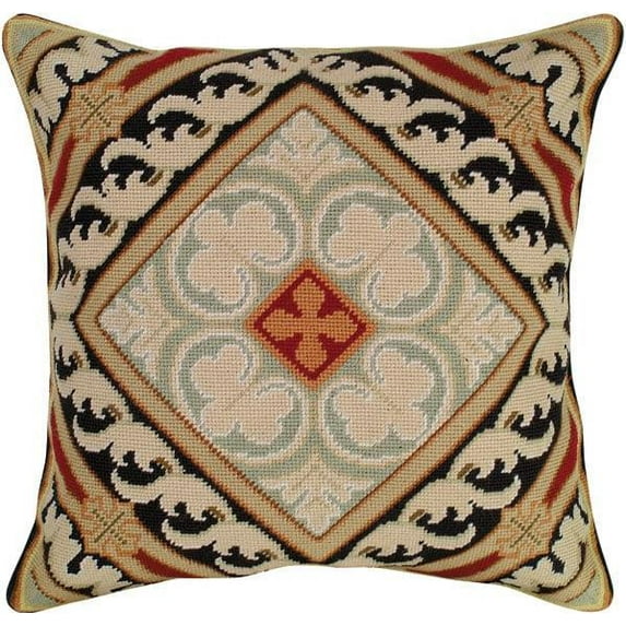 Neogothic Needlepoint Pillow with Zippered Back