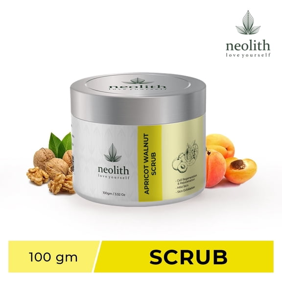 Neolith Apricot Walnut D Tan Scrub for Face & Body 100 Gm || Lip Scrub, Deep Cleansing, Revitalizing || Paraben, Silicon & SLS Free ||