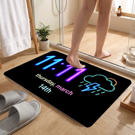 Neon 11:11 Angel Number Rain Cloud Floor Mat, Indoor Office Entryway Housewarming Decor, Thanksgiving Christmas Gift