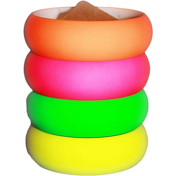 Neon 4 Pack 1980s Style Costume Bangle Bracelets Smooth Touch Finish