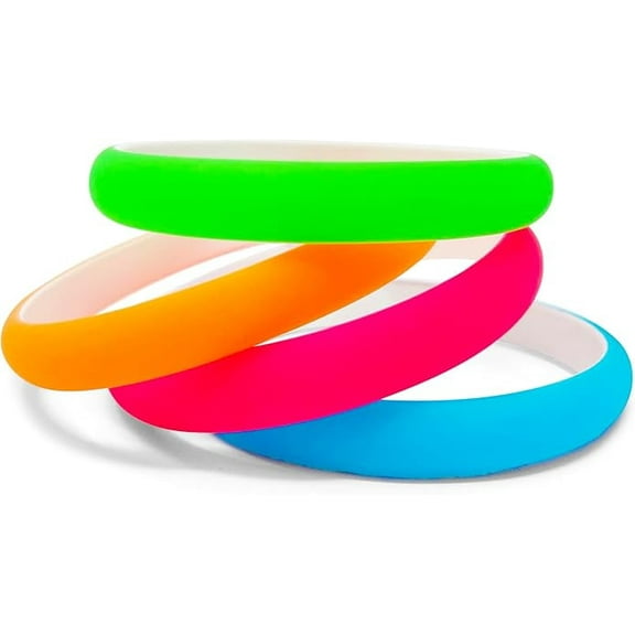 Neon 4 Pack Thin 1/2 Inch Fluorescent Bright Neon Colored Bangles with Matt Finish 80s Style