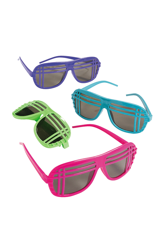 Neon 80S Style Sunglasses - Party Favors - 12 Pieces