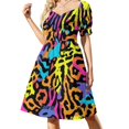 thumbnail image 1 of Neon Abstract Colorful Pattern Short Sleeve Dress Clothes Women's Summer Dress Elegant Dress Daily Dresses For Woman, 1 of 9