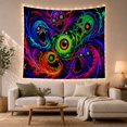 thumbnail image 1 of Neon Abstract Face Pattern Tapestry, 1 of 7