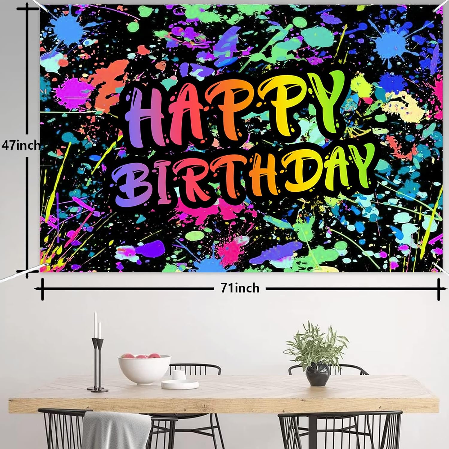 Happy Birthday Banner - Large Fabric Decoration For Parties & Celebrations - View #2