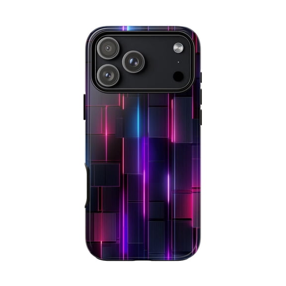 Neon Abstract Purple Pink Light Beams Modern Glow Case with iPhone 17 to 11 Pro Max