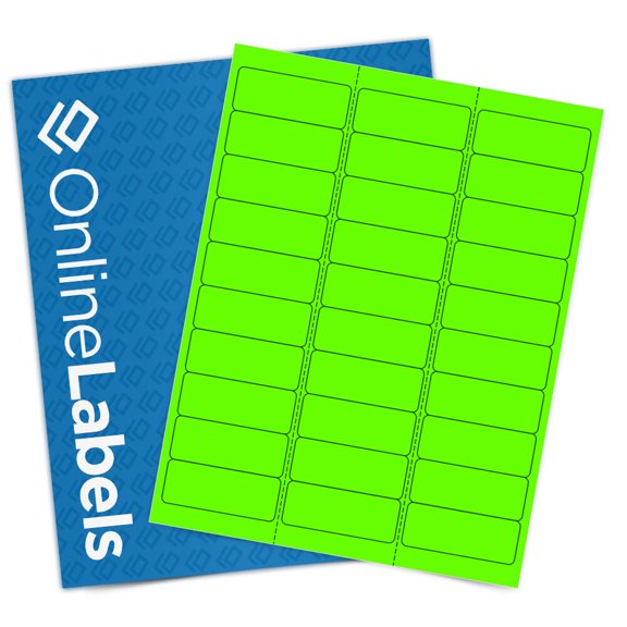 OnlineLabels 2.625" x 1" Rect. Labels - Fluorescent Green - 100 Sheets, 3,000 Labels