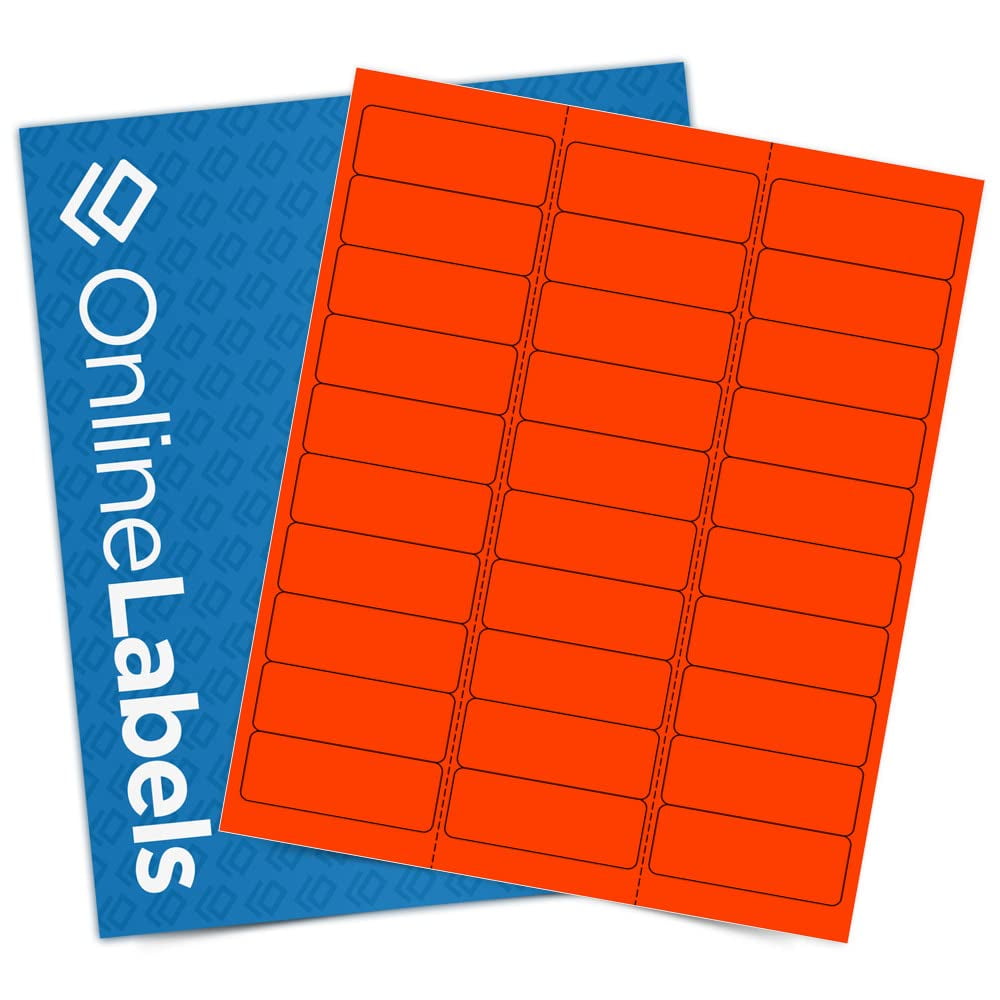Neon Address Labels - 2.625 x 1 - Pack of 3,000 Labels, 100 Sheet Pack - Inkjet/Laser Printer - Online Labels (Color: Neon Red)