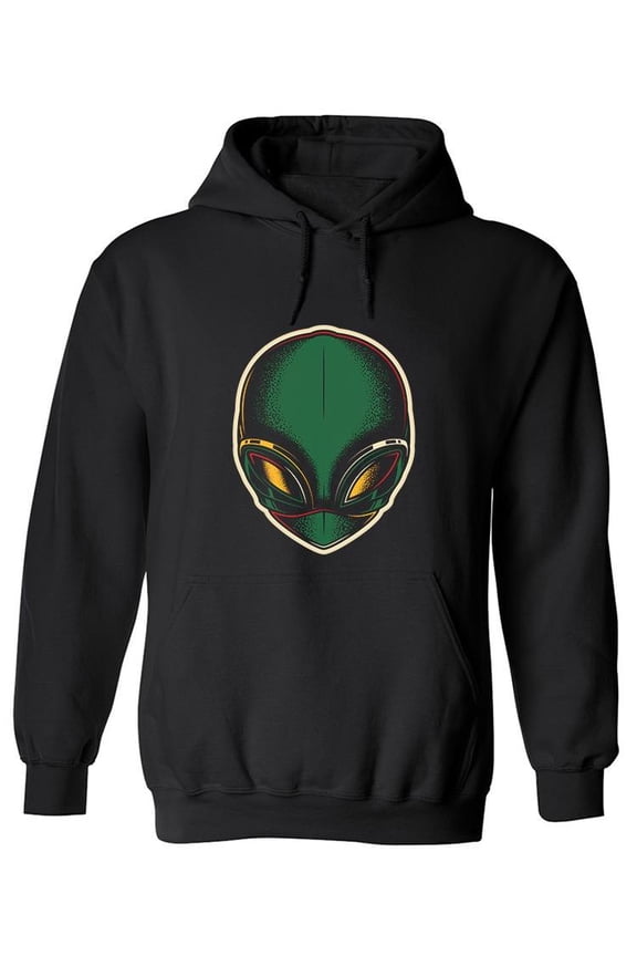 Neon Alien Head Hoodie Men -Image by Shutterstock, Male Small