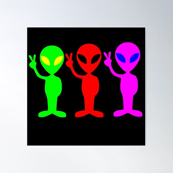 Neon Alien Poster Wall Art, Modern Wall Decor For Living Room Bedroom, 24x24 UNFRAMED