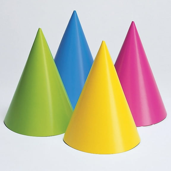 Neon Assorted Color Birthday Party Hats 8 Count for 8 Guests