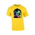 thumbnail image 1 of Neon Astronaut Space Cat Funny Short Sleeve T-shirt-Yellow-XL, 1 of 4